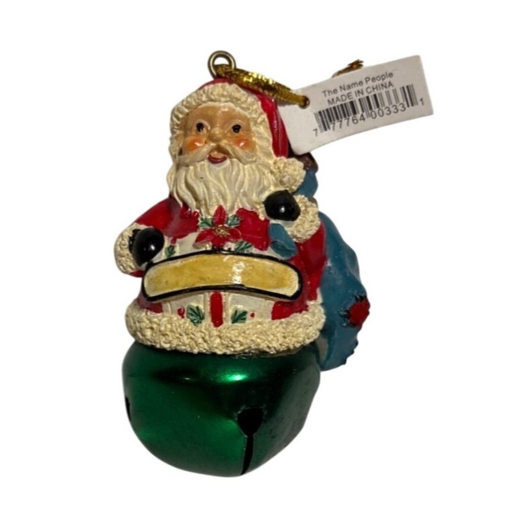 The Name People Old World Santa Claus Figurine Green Bell Ornament